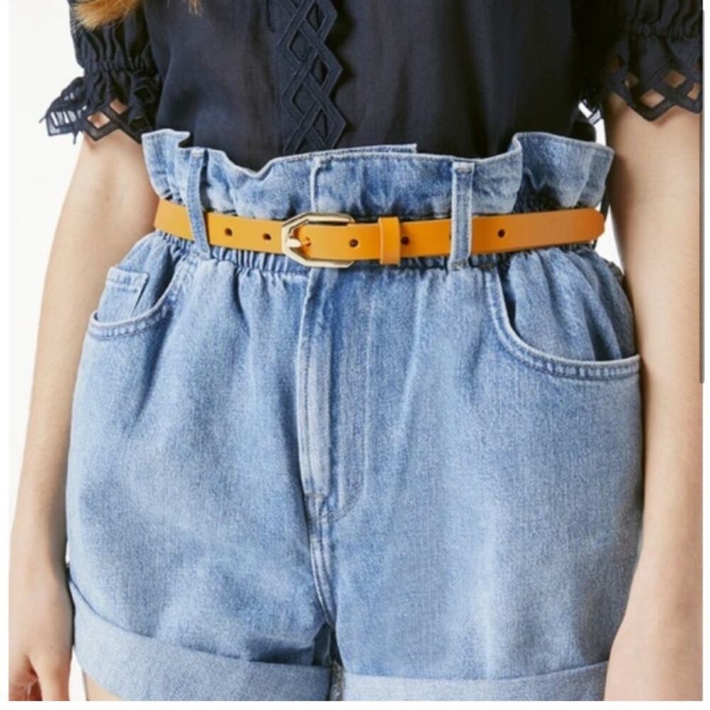 Frame Thin Leather Belt Le Polygon Caramel Brown Medium